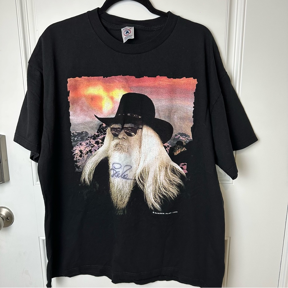 Leon Russell T Shirt Vintage 90s 1998 Tour Hank Wilson With autographSize XL.A63